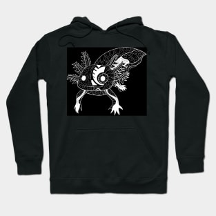 axolotl in black magical glitch in ecopop pattern mandala Hoodie